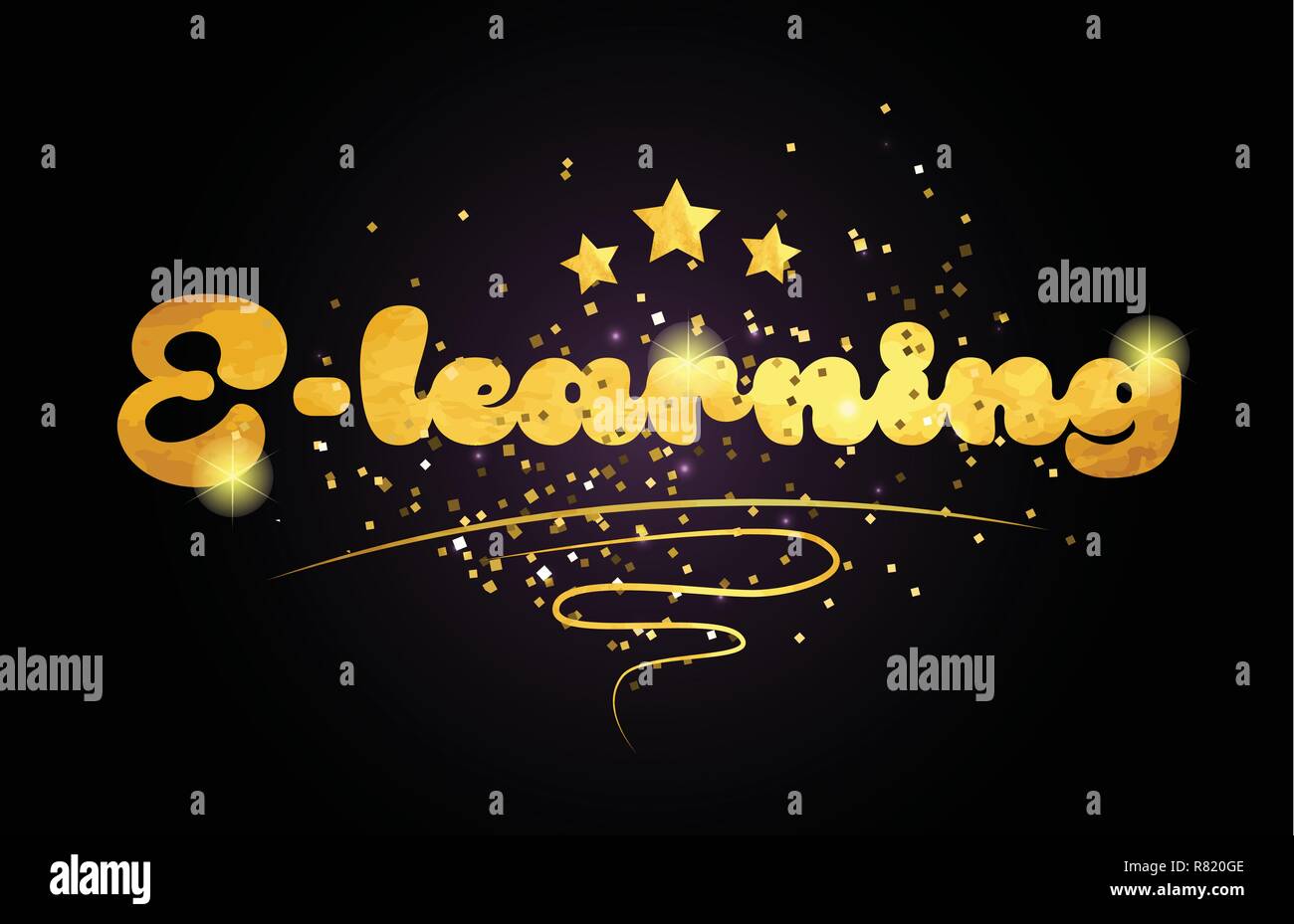 e-learning word with star and golden color suitable for card icon or ...