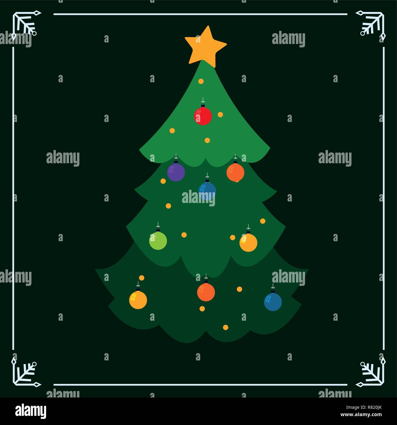 tree decoration christmas green background vector illustration Stock ...