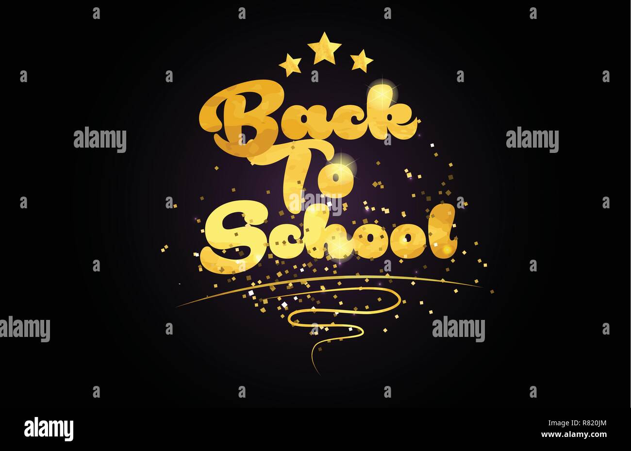 back to school word with star and golden color suitable for card icon or typography logo design Stock Vector