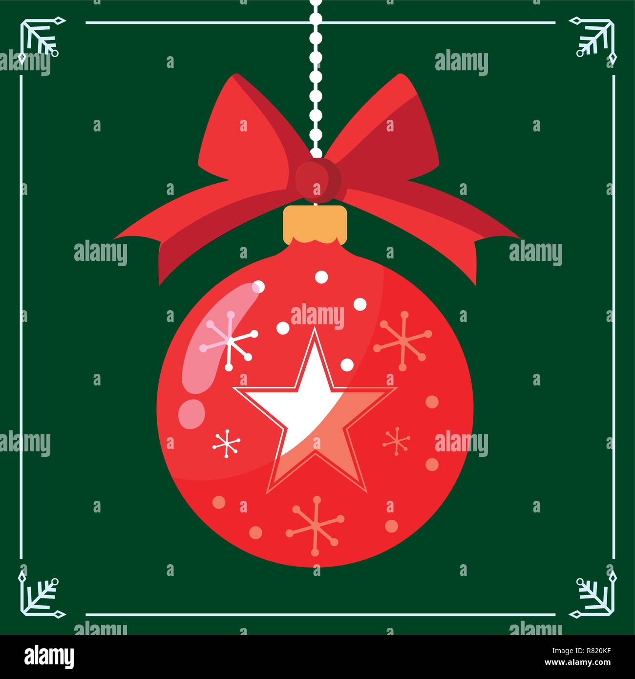 red ball bow christmas green background vector illustration Stock ...