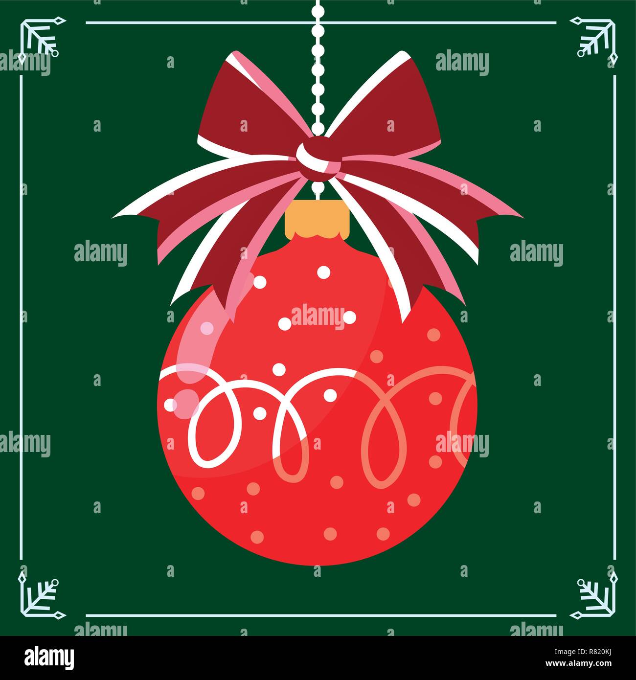 red ball bow christmas green background vector illustration Stock ...