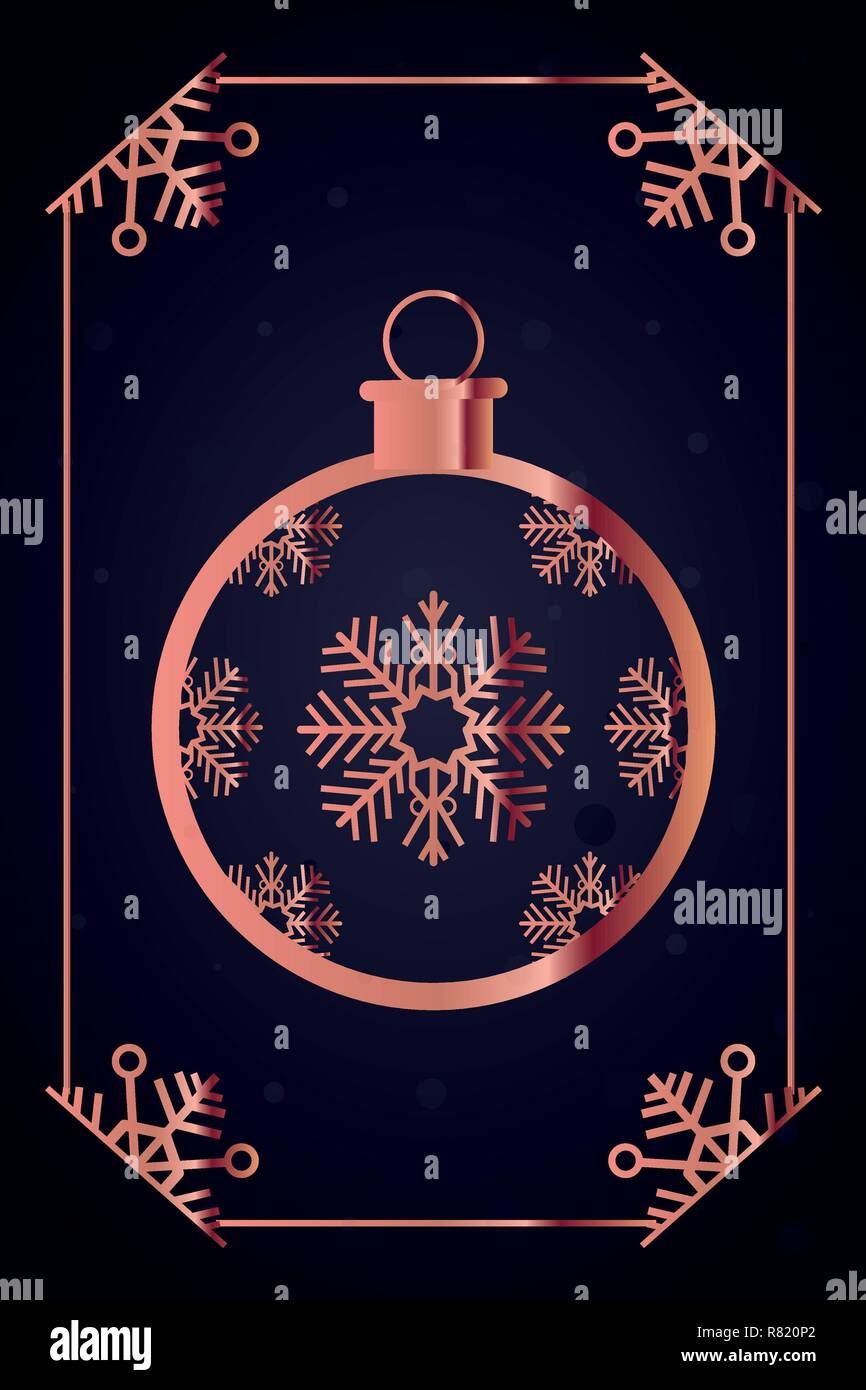 ball snowflake decoration dark background card vector illustration ...