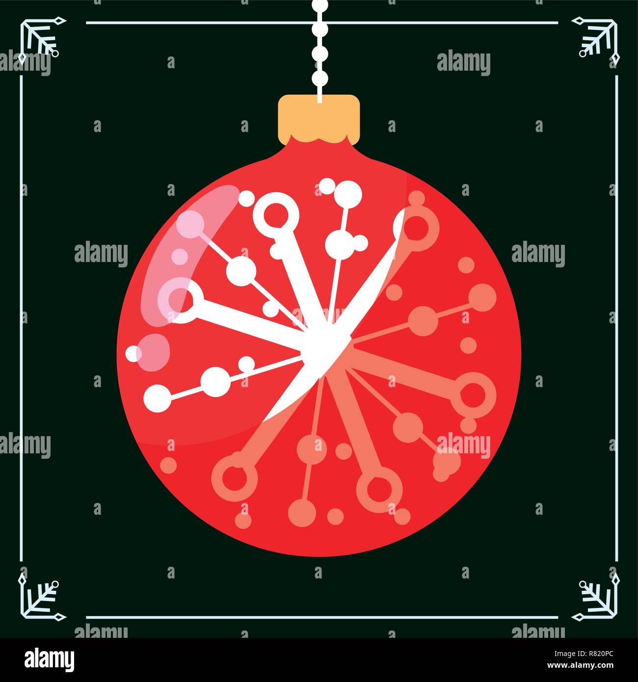 red ball snowflake christmas decoration card vector illustration Stock ...