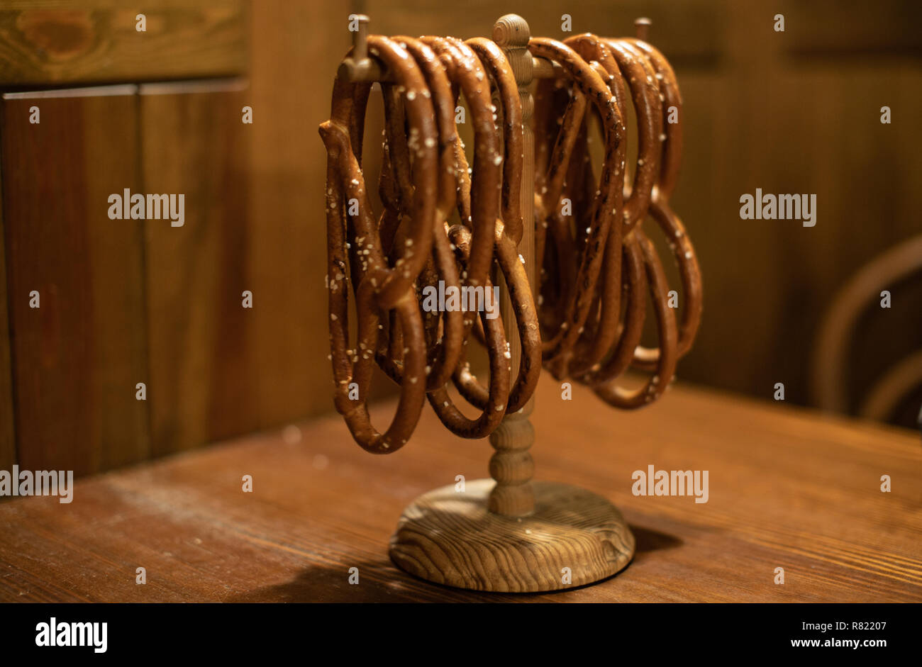 Pretzels they were in Prague. Brewery Stock Photo