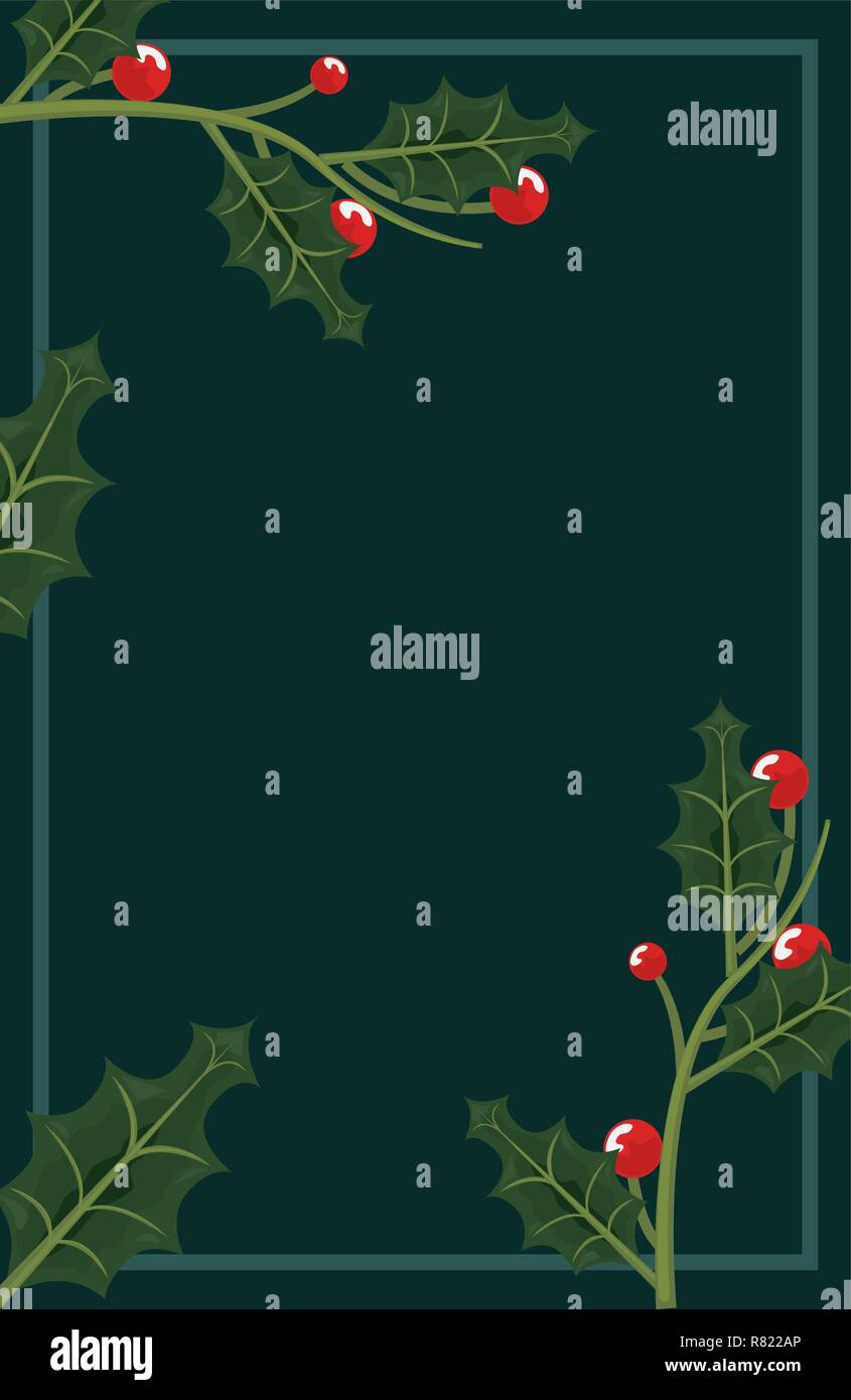 christmas holly berry template background vector illustration Stock ...
