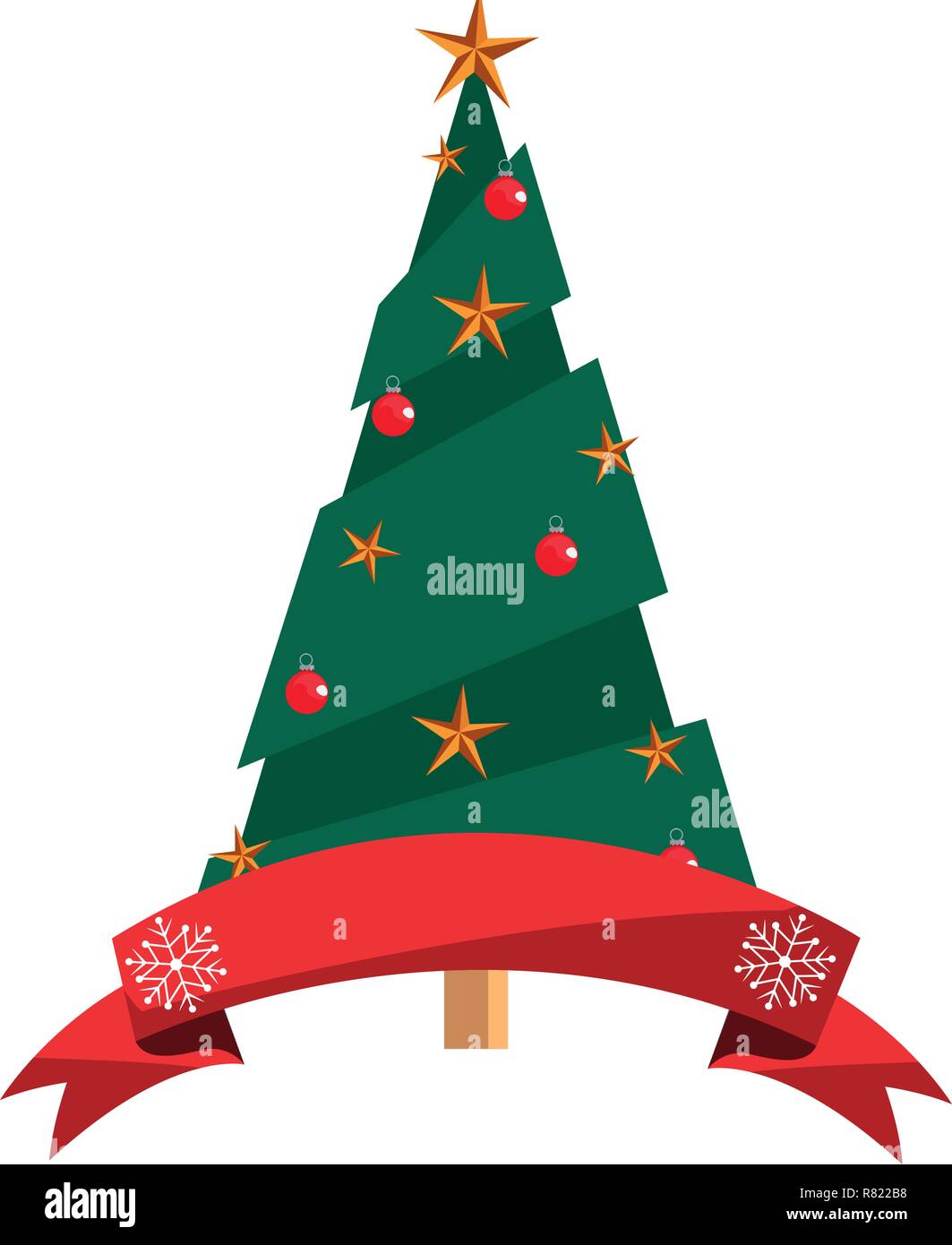 christmas tree star ribbon decoration vector illustration Stock Vector ...