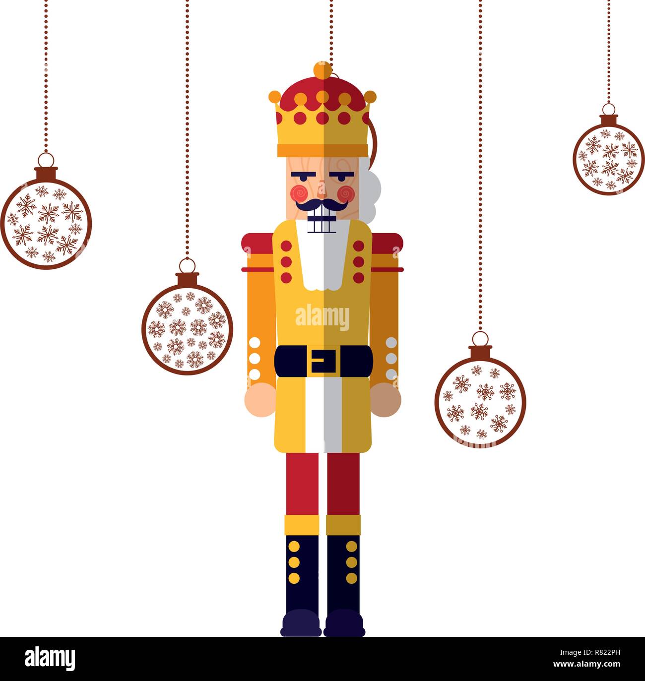 nutcracker christmas hanging balls decoration vector illustration Stock Vector