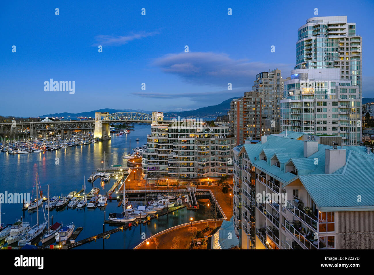 False Creek and Burrard Bridge, Vancouver, British Columbia, Canada Stock Photo