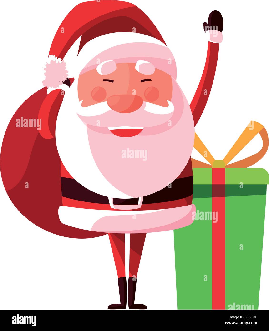 christmas santa claus gift box decoration vector illustration Stock ...