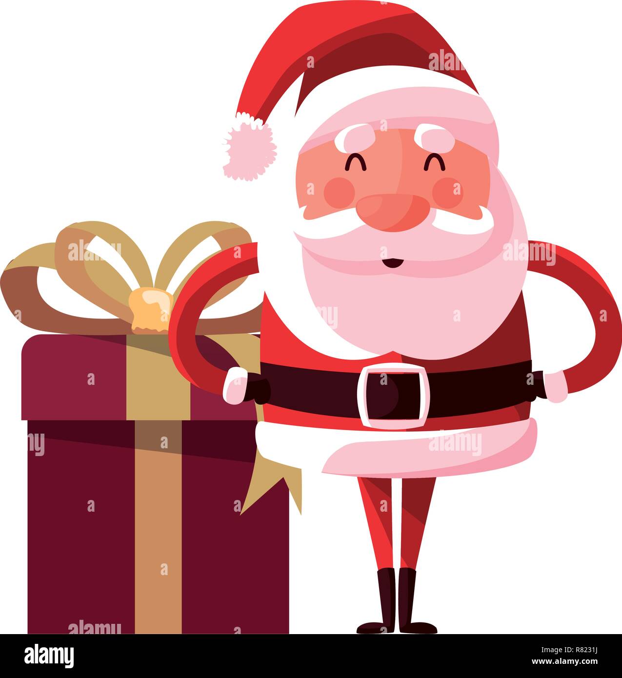 christmas santa claus gift box decoration vector illustration Stock ...