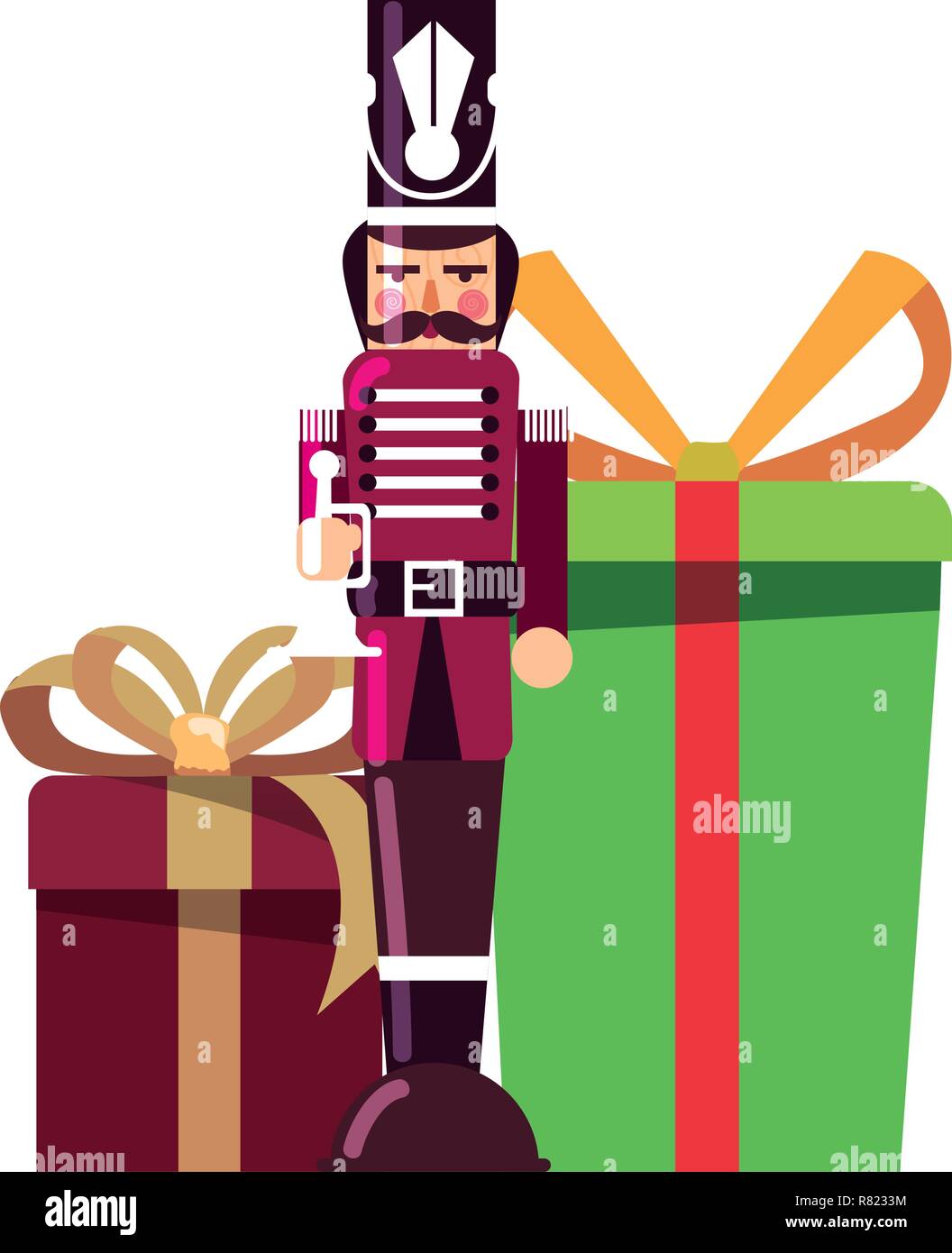 nutcracker christmas and gift decoration vector illustration Stock Vector