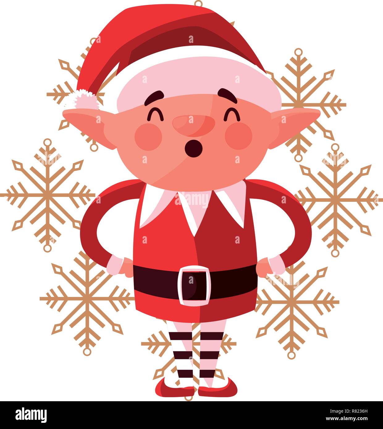 christmas elf snowflake decoration white background vector illustration