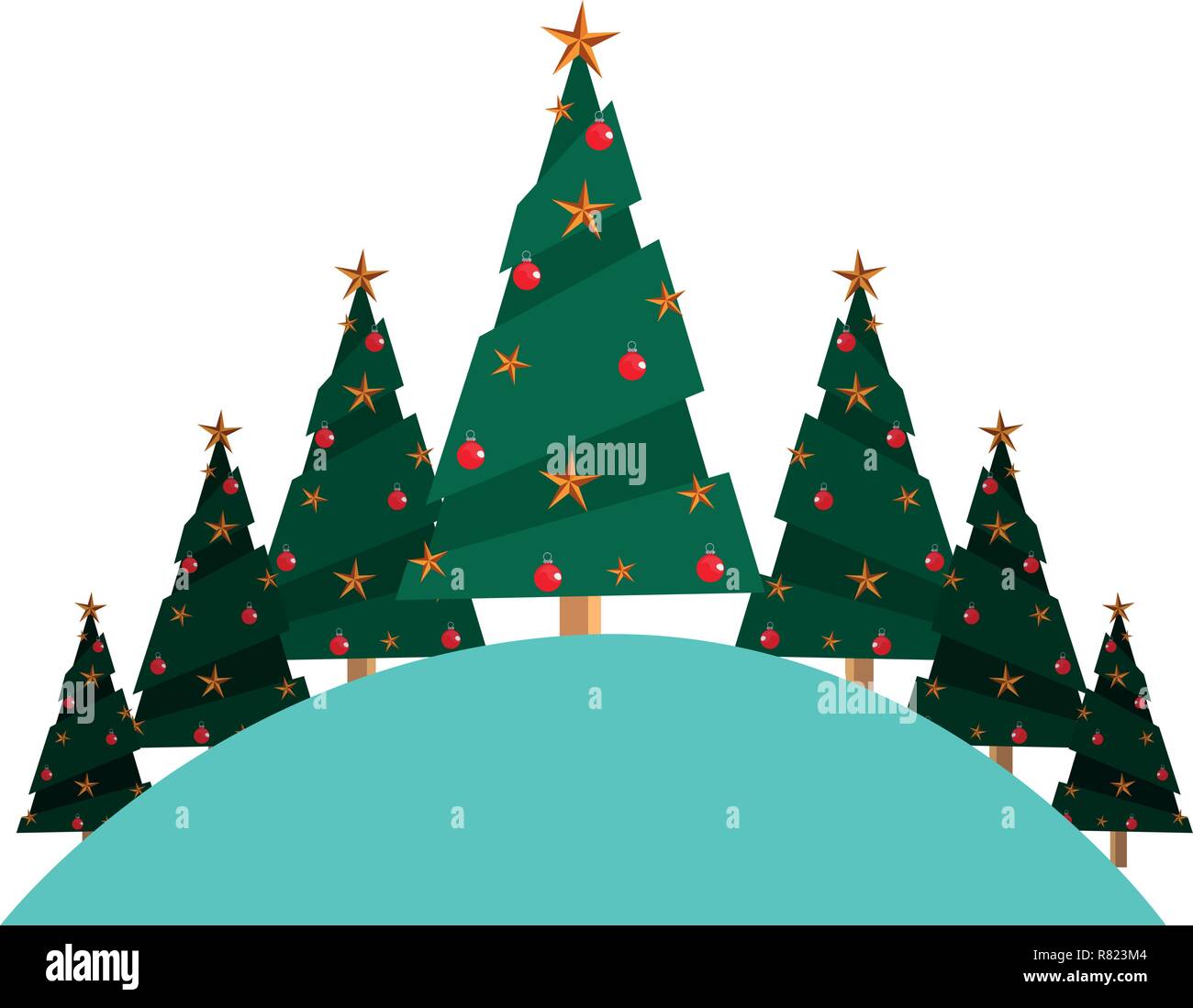 christmas pine trees on white background vector illustration Stock ...