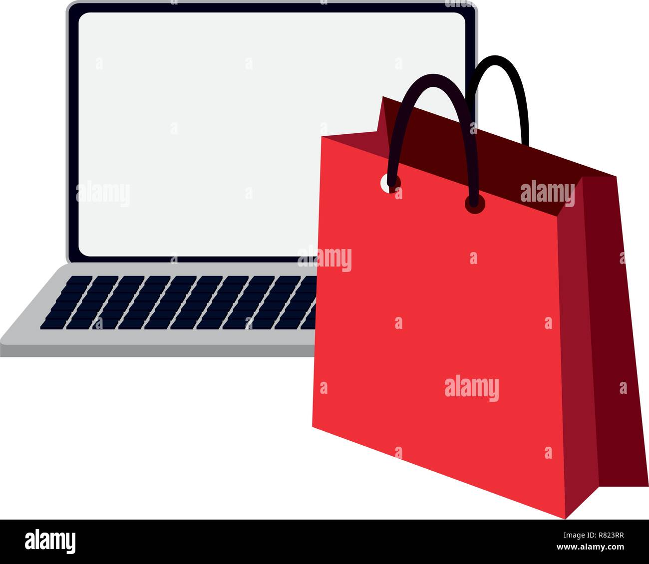 online shopping laptop computer bag vector illustration Stock Vector ...