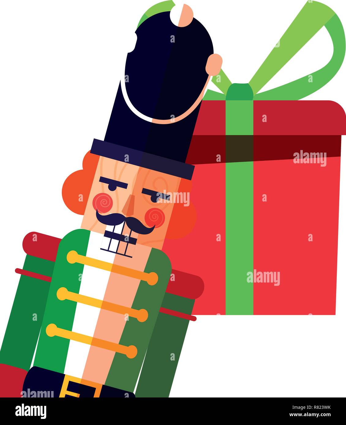 christmas nutcracker gift box decoration vector illustration Stock