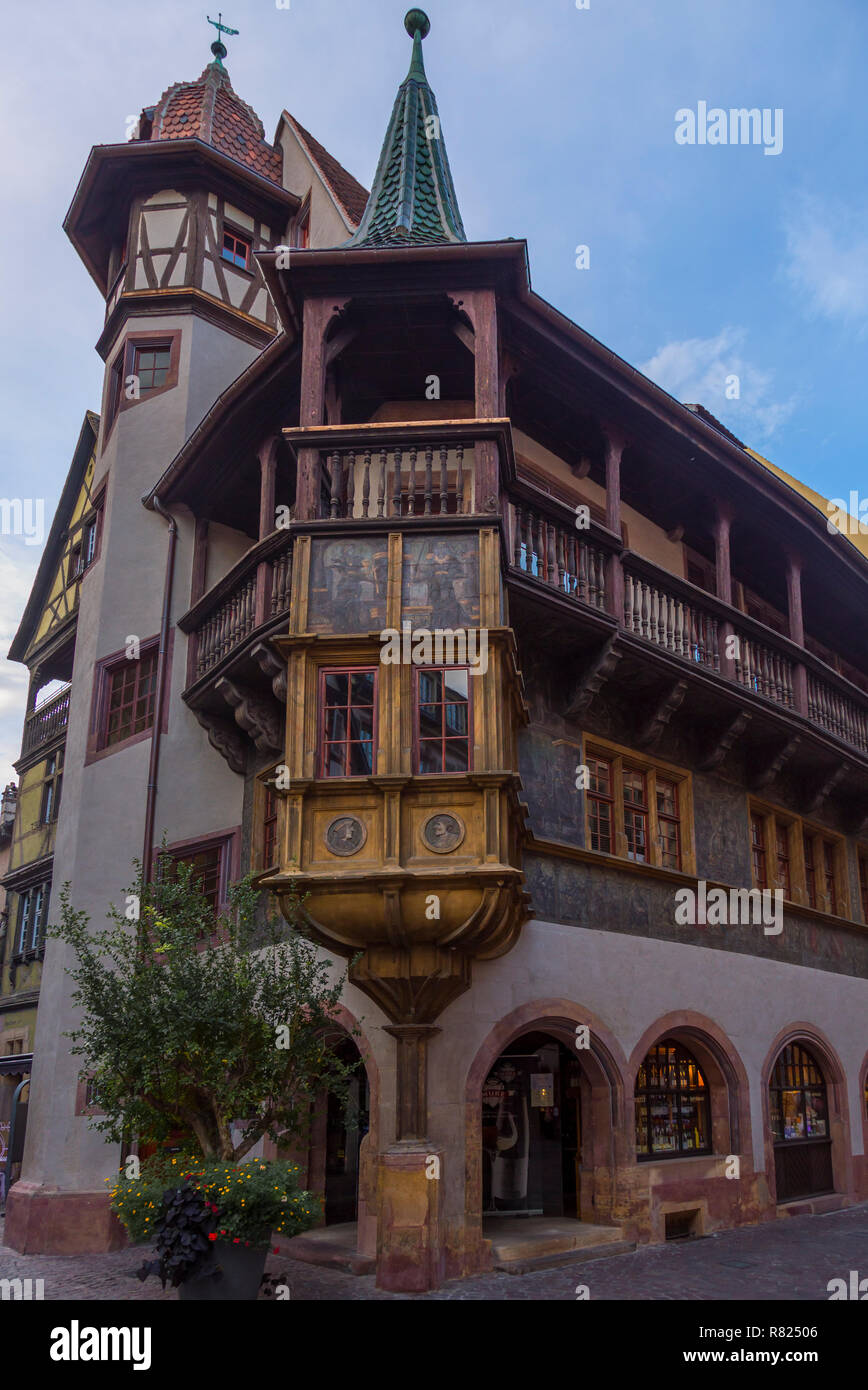 Historical House, Maison Pfister, Old Town of Colmar, Bas-Rhin, Alsace, France Stock Photo