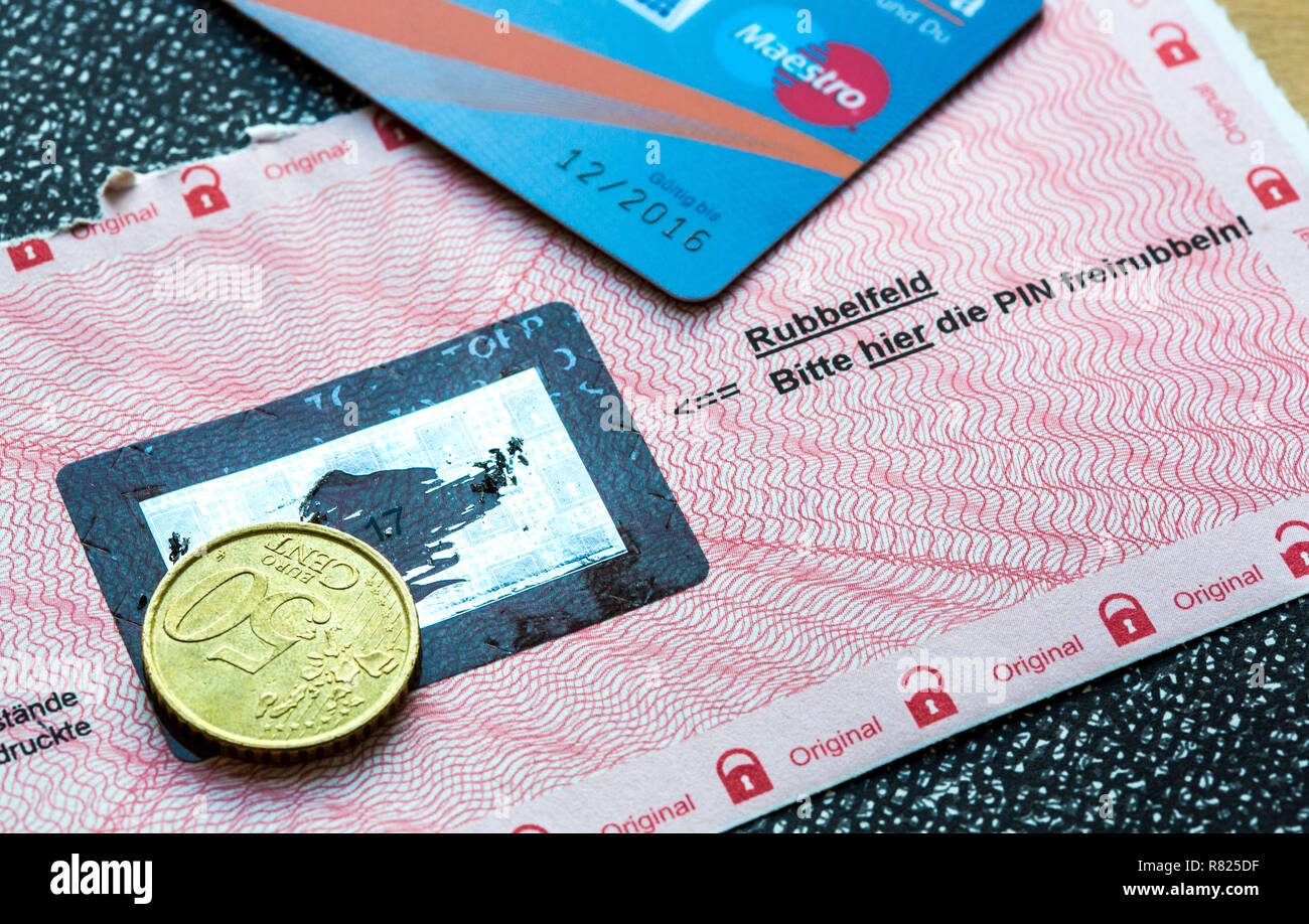 Bank document with the PIN for a credit card or debit card Stock Photo