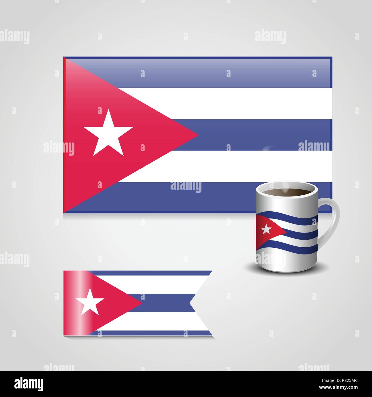 Cuba Flag printed on coffee cup and small flag Stock Vector Image & Art