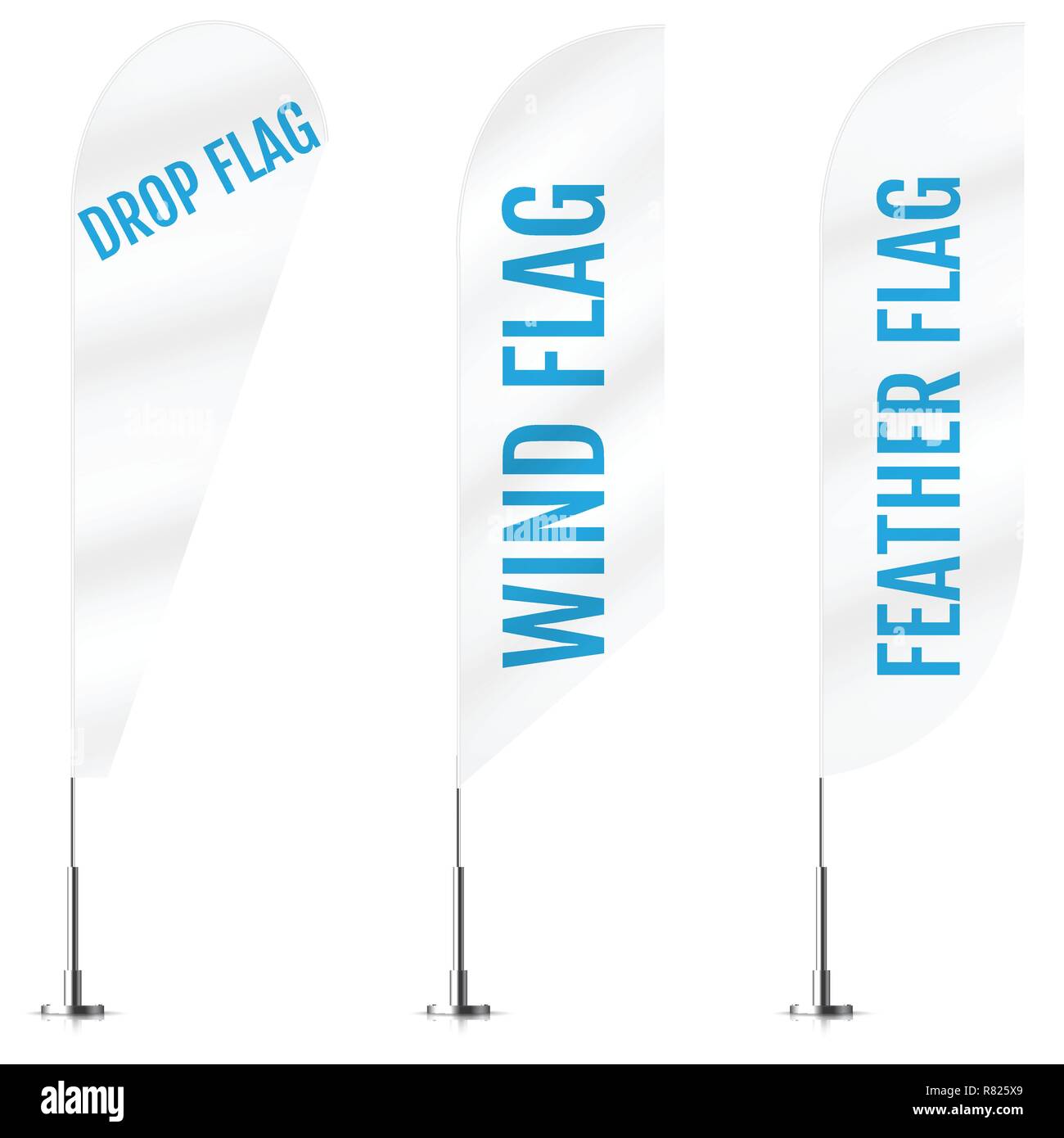 Download White Textile Drop Wind And Feather Banner Flags Banner Flag Mockups Set Set Of Vector Advertising Mockups Stock Vector Image Art Alamy