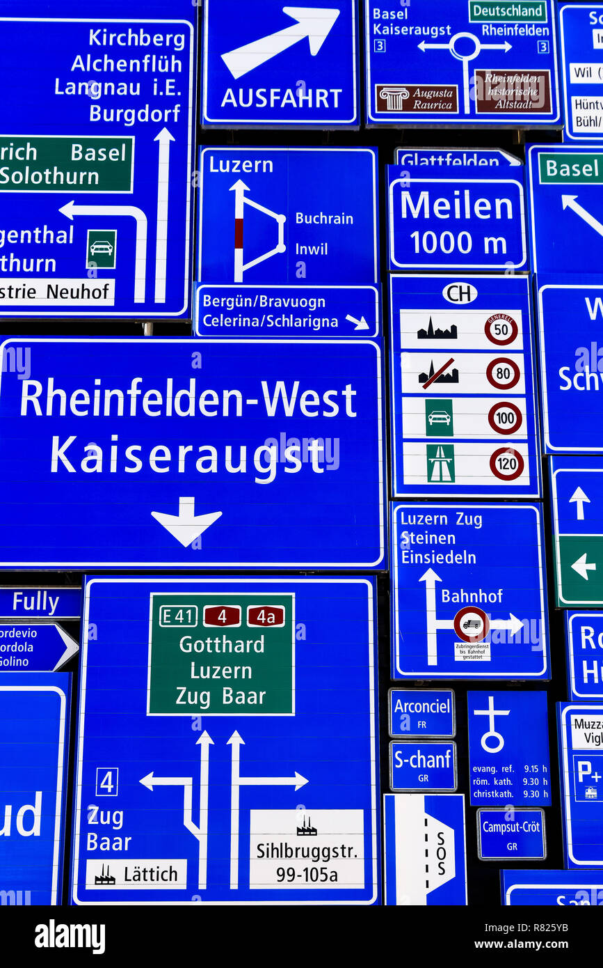 Various traffic signs, Museum of Transport, Lucerne, Switzerland Stock Photo