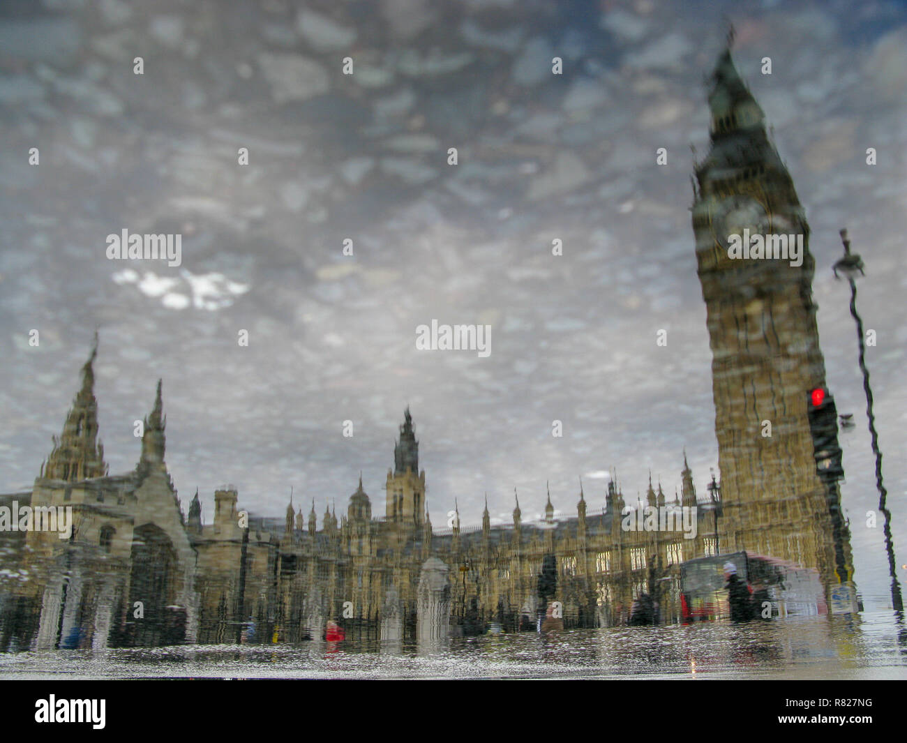 Big Ben reflection on water, London Stock Photo