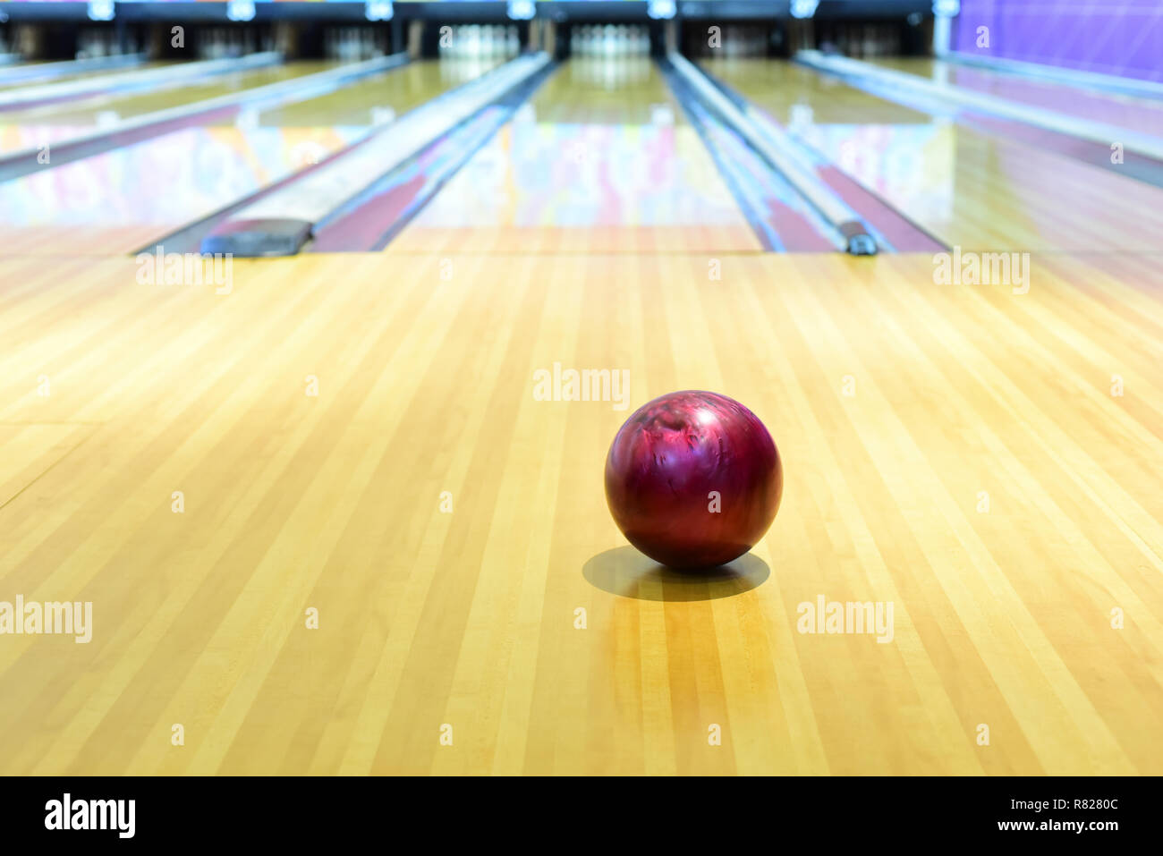 Close up view of bowling ball Stock Photo
