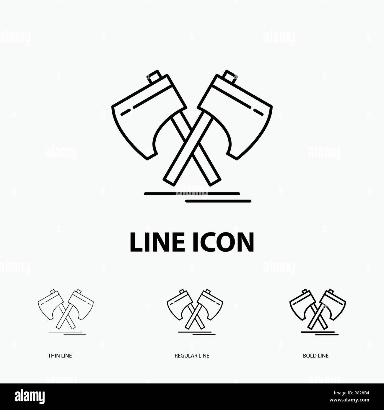 Axe, hatchet, tool, cutter, viking Icon in Thin, Regular and Bold Line Style. Vector illustration Stock Vector