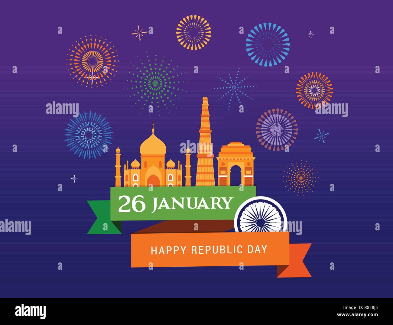 Indian Republic Day Concept Design Banner Poster And Logo Stock
