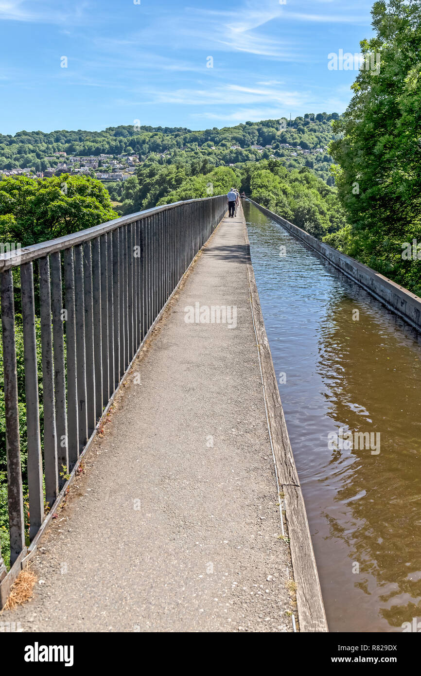 The Pontcysyllte Aqueduct near Llangollen in Wales.It carried the Llangollen canal across the River Dee. Built by Thomas telford. Stock Photo