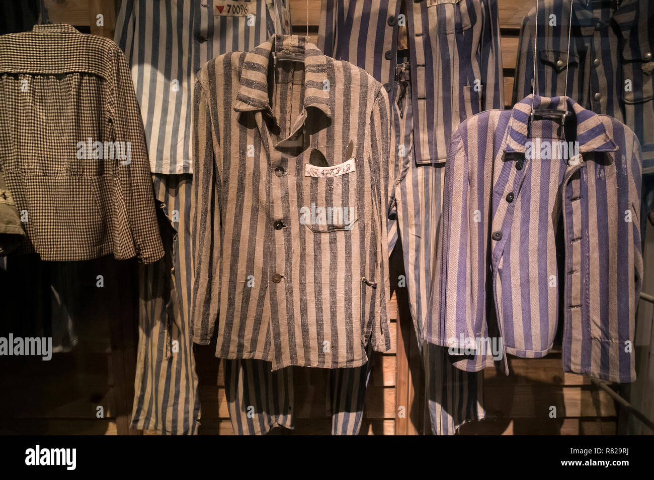 Clothing prisoners concentration camps in which were destroyed Jews and prisoners of war during world war II. Yad Vashem, JERUSALEM, ISRAEL. 24 October 2018 Stock Photo