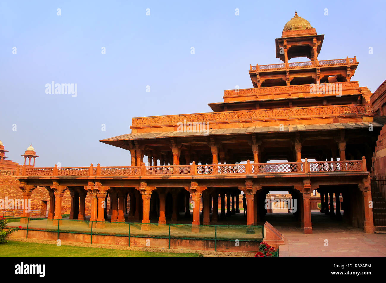 Panch Mahal in Fatehpur Sikri, Uttar Pradesh, India. Fatehpur Sikri is one of the best preserved examples of Mughal architecture in India. Stock Photo