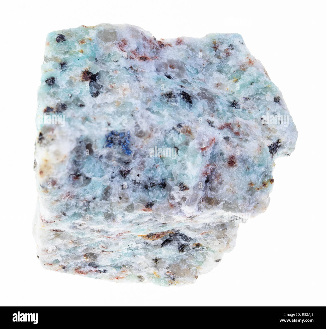 Macro Photography Of Natural Mineral From Geological Collection Raw Amazonite Granite Stone On White Background Stock Photo Alamy