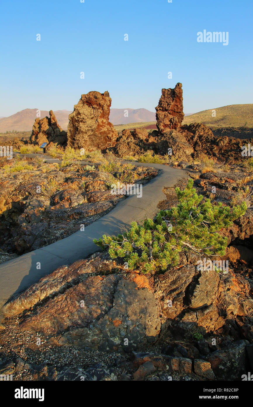 Cinder cones at North Crater Flow Trail, Craters of the Moon National Monument, Idaho, USA Stock Photo