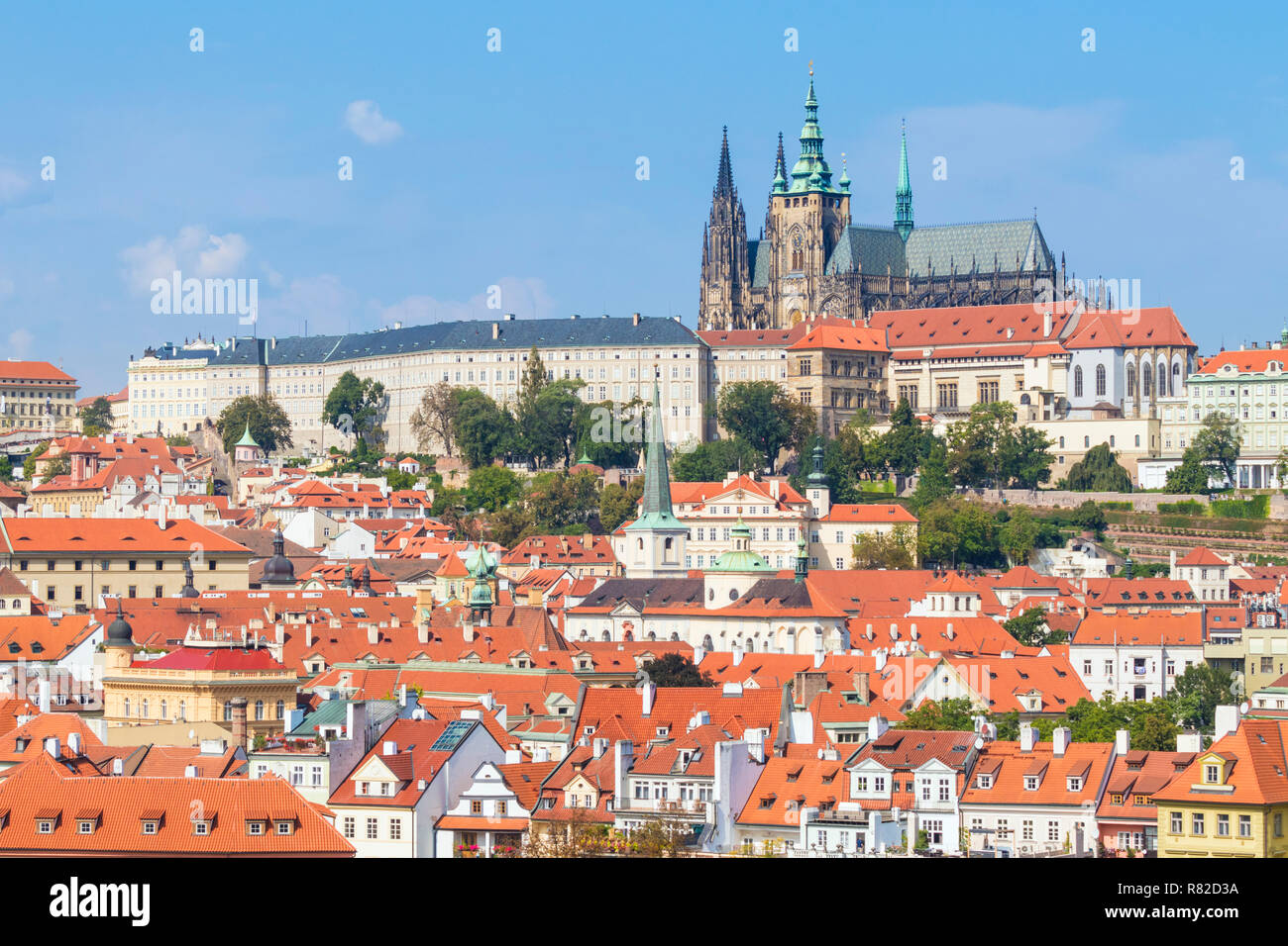 Prague Czech Republic Prague skyline with Prague castle and st vitus cathedral Mala Strana district Prague Czech Republic Europe Stock Photo