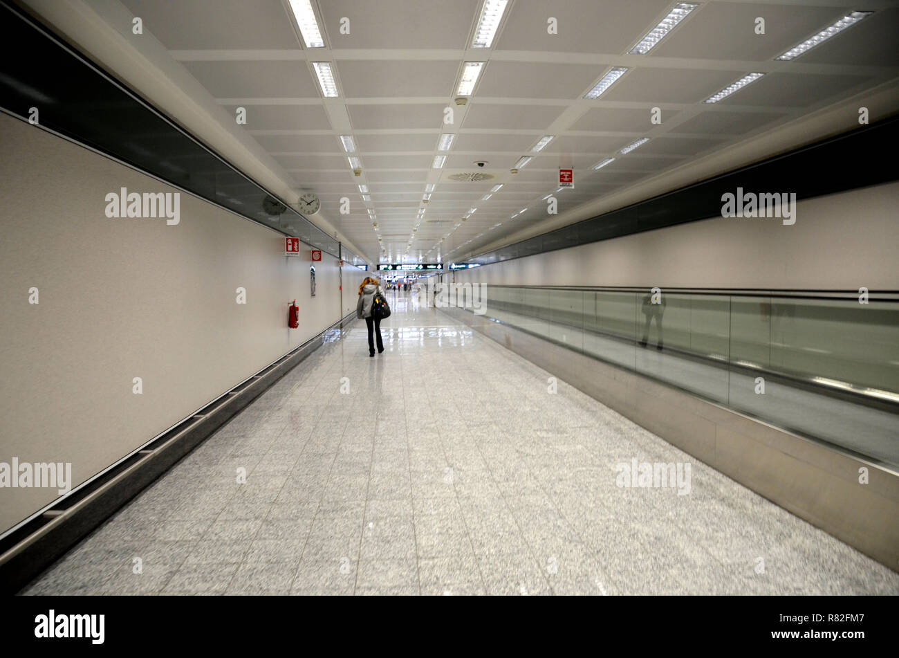 The interior of Malpensa, the biggest airport near Milano. 2018neon