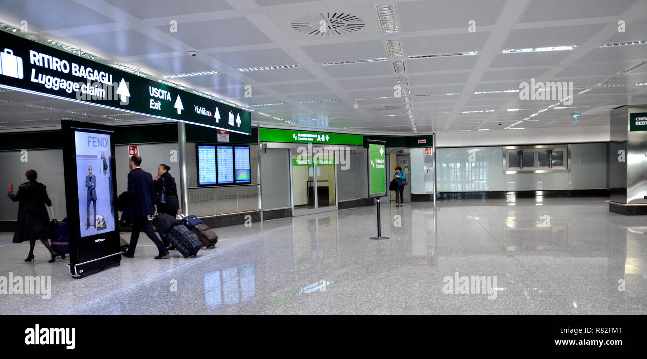 The interior of Malpensa, the biggest airport near Milano. 2018 Stock