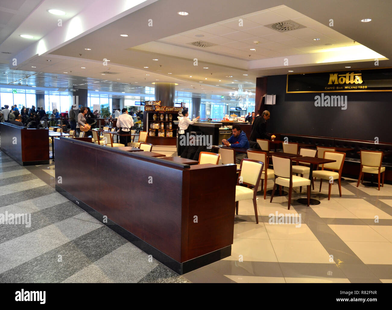The interior of Malpensa, the biggest airport near Milano. 2018 Stock