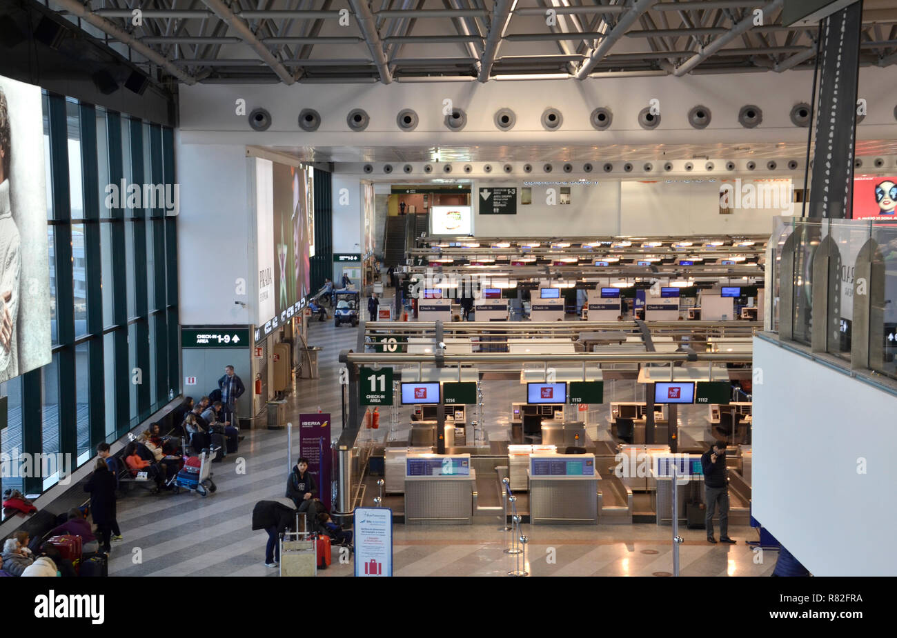 The interior of Malpensa, the biggest airport near Milano. 2018 Stock