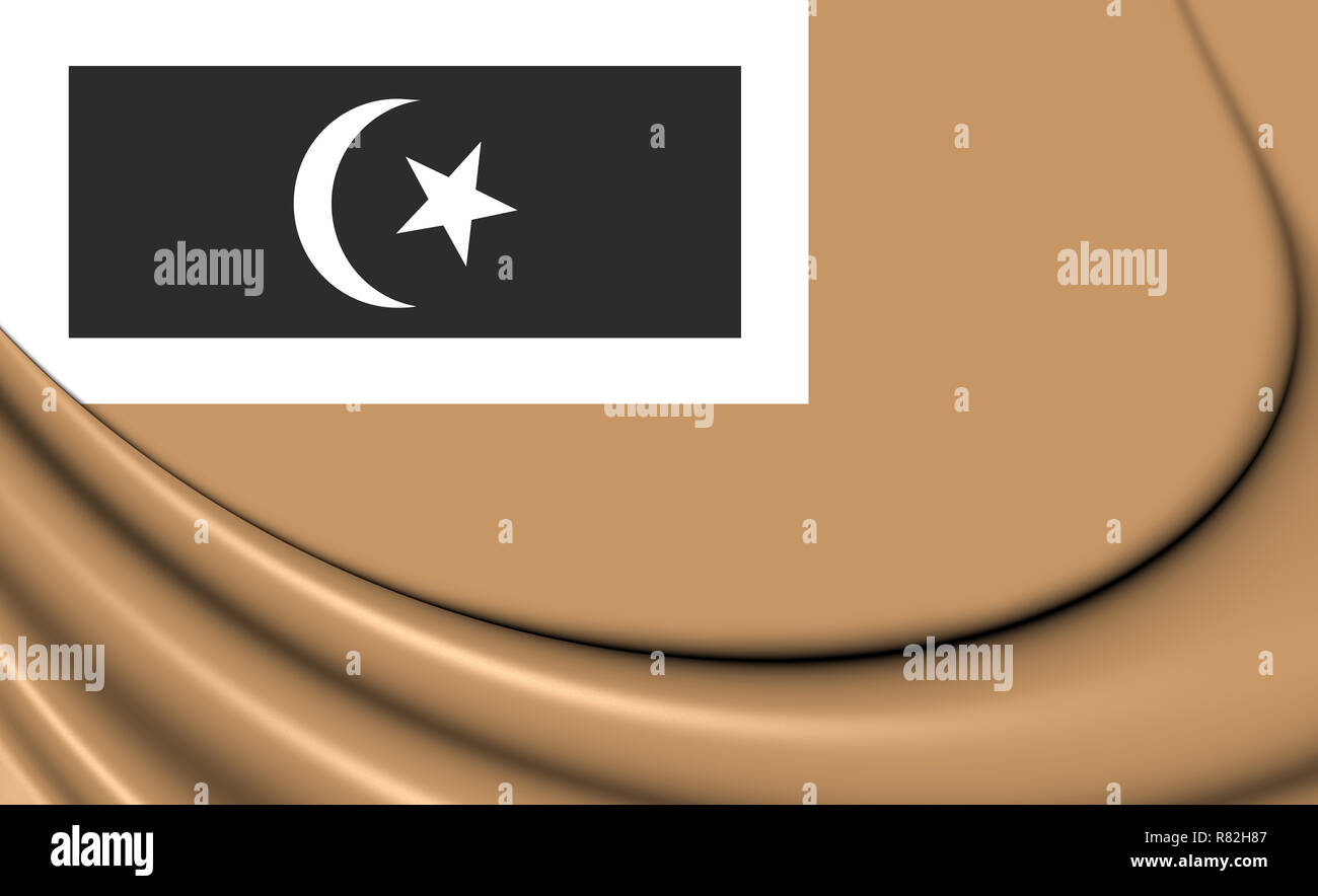 3D Flag of Setiu (Terengganu), Malaysia. 3D Illustration. Stock Photo
