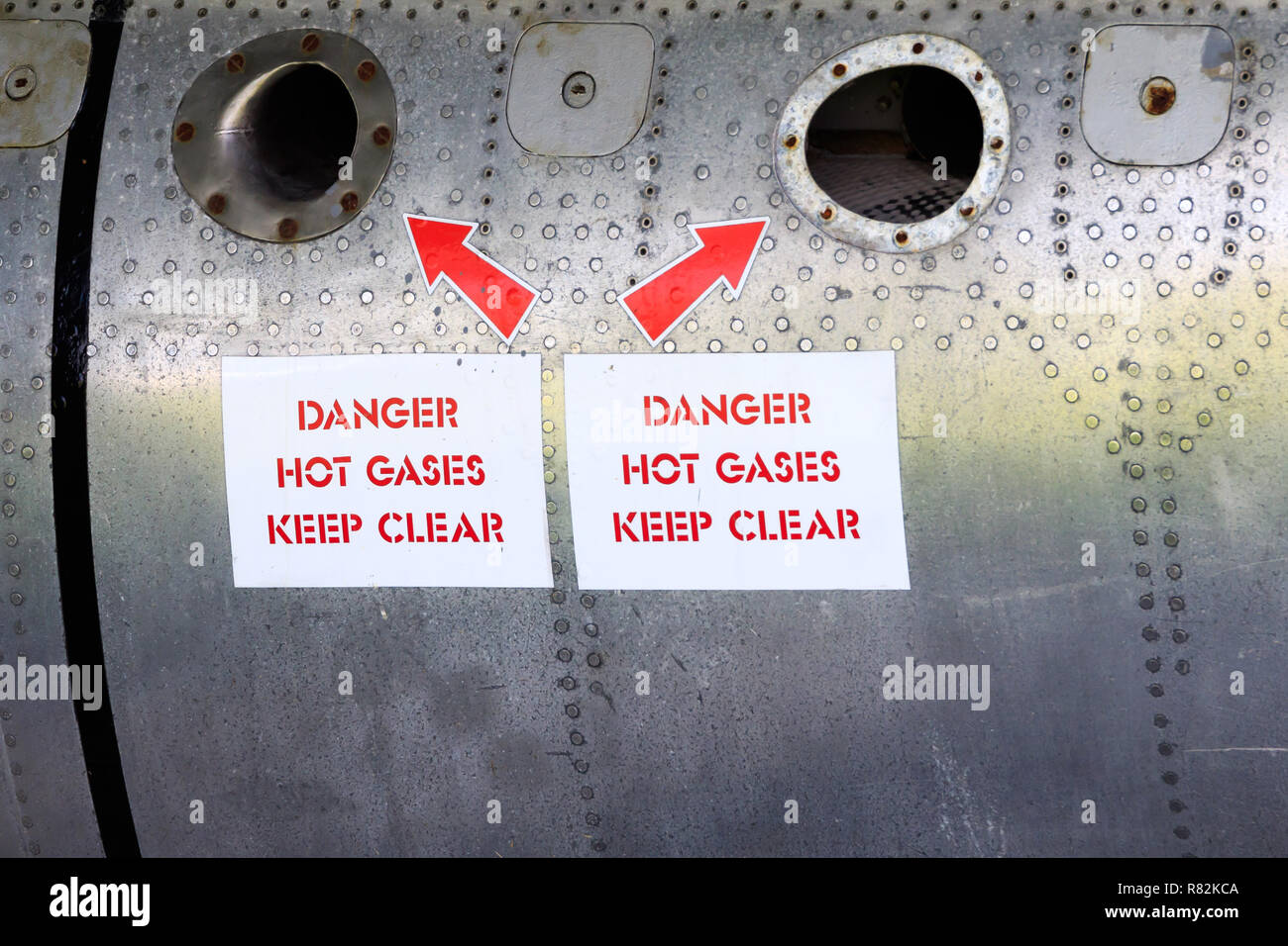 Danger hot gases, keep clear sign Stock Photo