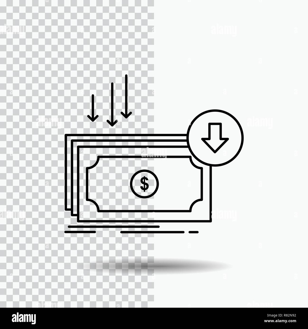Business, cost, cut, expense, finance, money Line Icon on Transparent