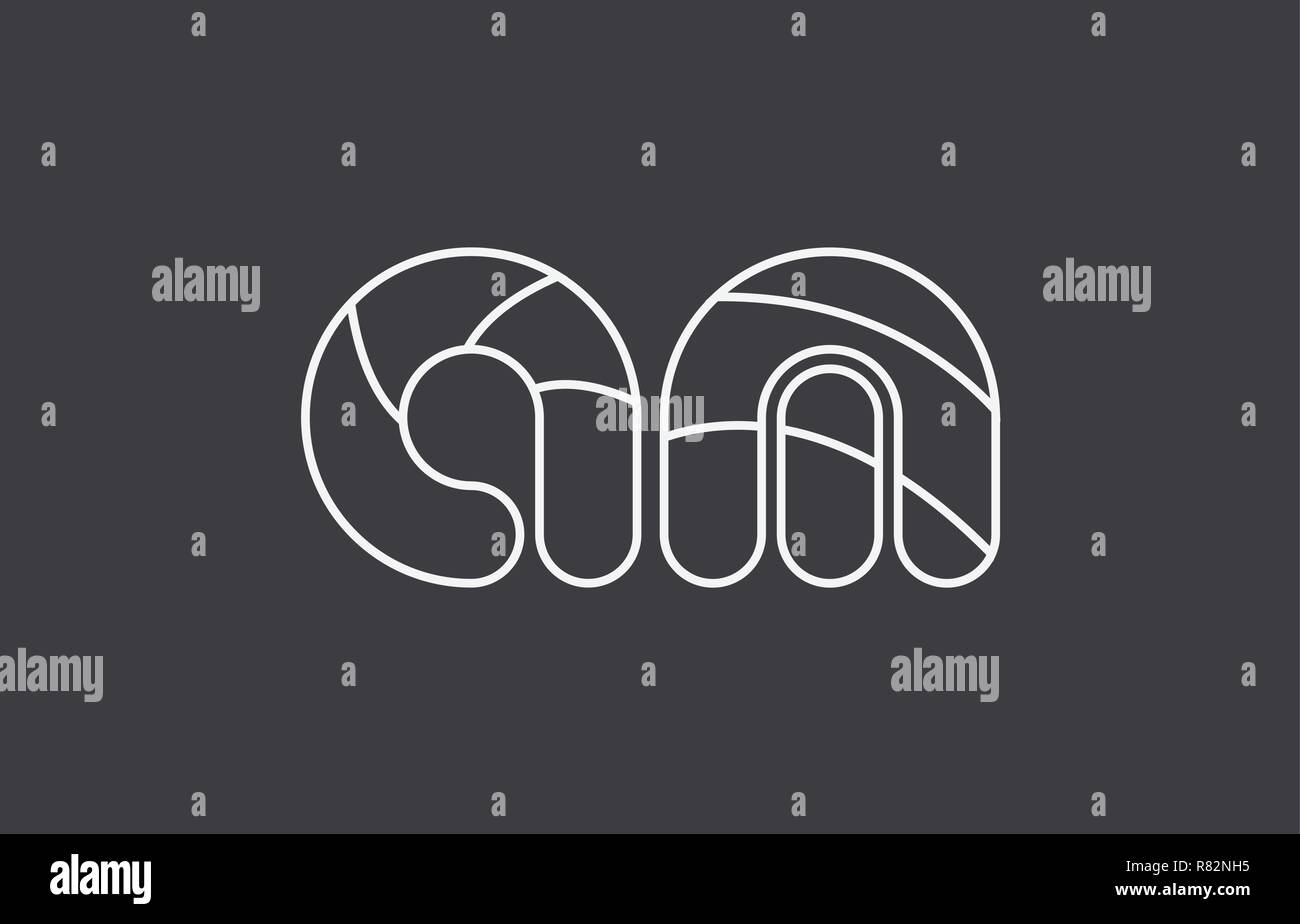 black white grey alphabet letter am a m combination logo design ...