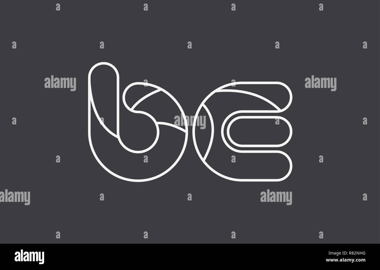 black white grey alphabet letter be b e combination logo design ...