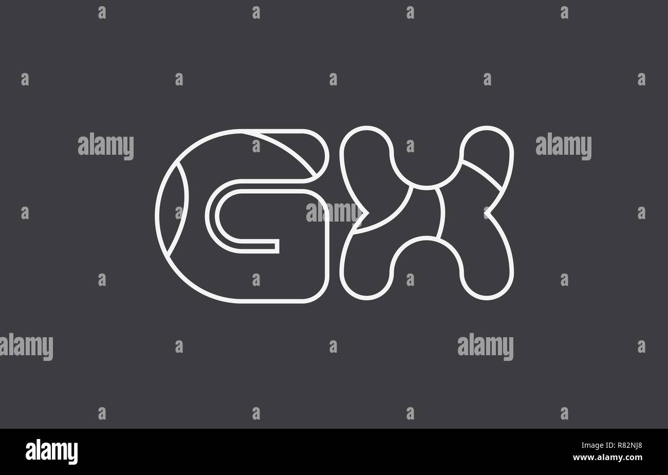 black white grey alphabet letter gx g x combination logo design ...