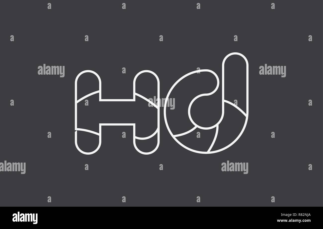 black white grey alphabet letter hd h d combination logo design ...