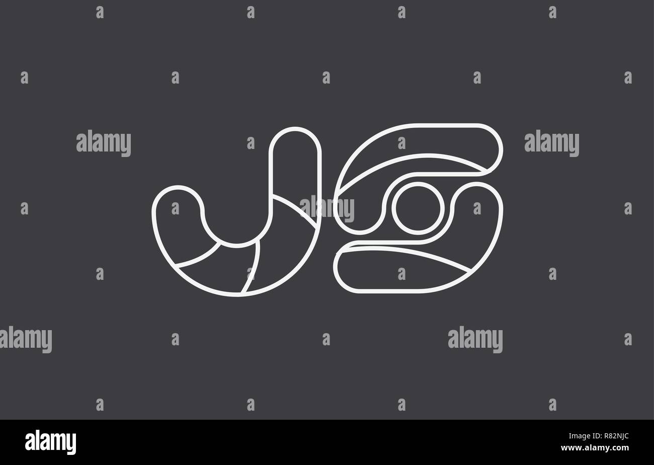 black white grey alphabet letter js j s combination logo design suitable for a company or business Stock Vector