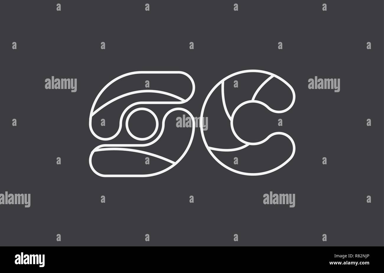 black white grey alphabet letter sc s c combination logo design ...