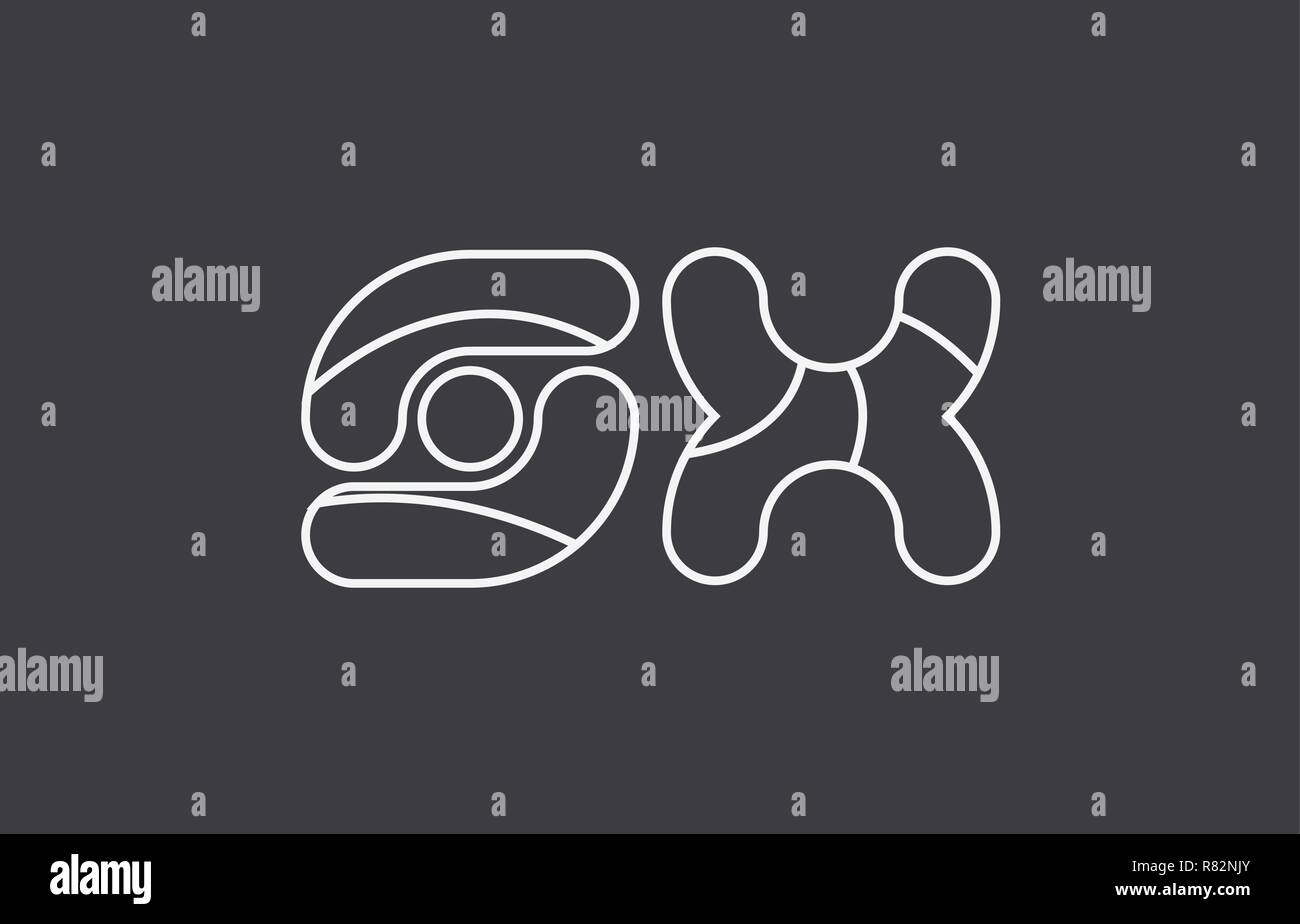 black white grey alphabet letter sx s x combination logo design ...