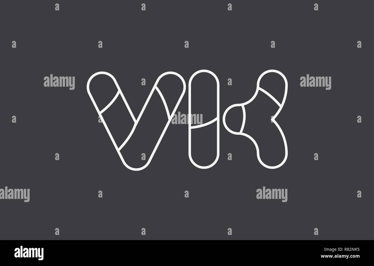 black white grey alphabet letter vk v k combination logo design ...