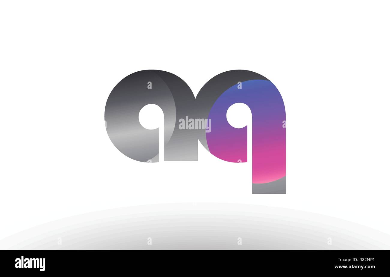 Design of alphabet letter combination aq a q silver grey metal metallic ...